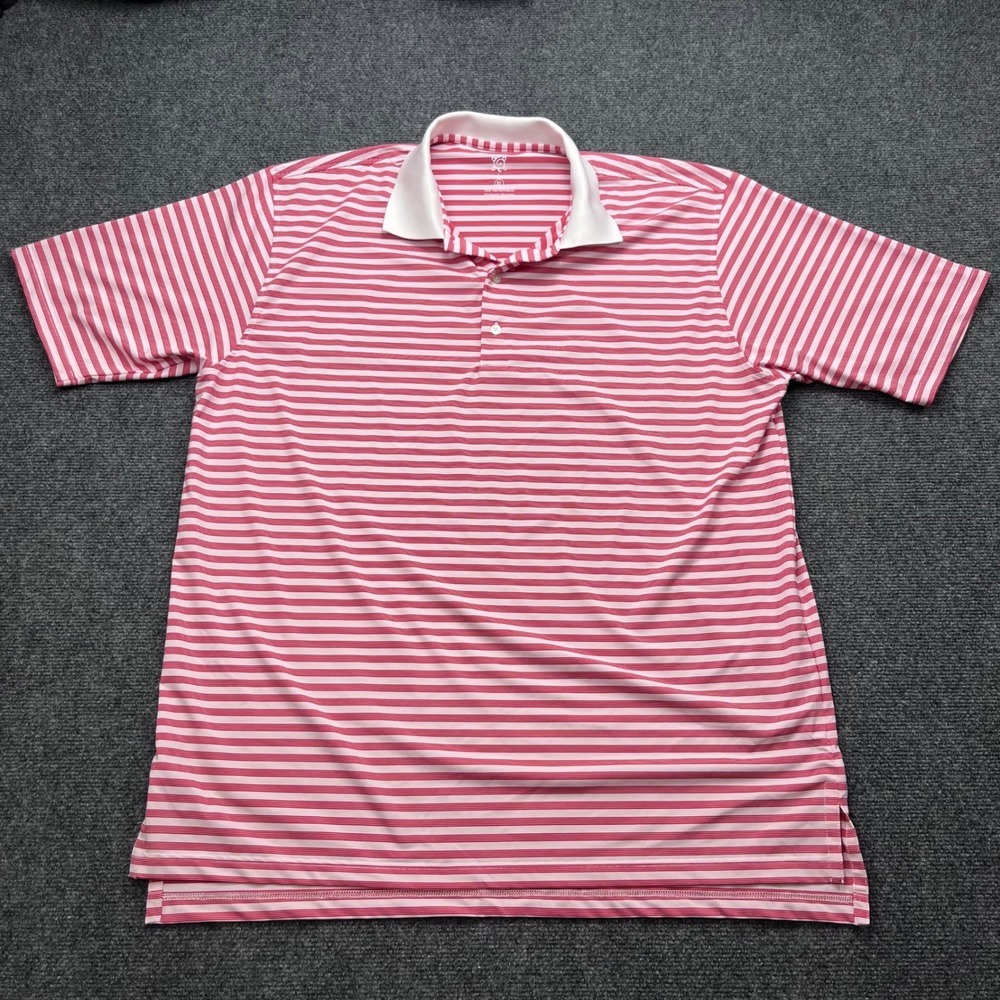 Turtleson Golf Performance Stretch Pink Striped Short Sleeve Polo Shirt